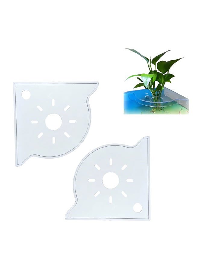 BEVINKATE 2 Pcs Aquarium Corner Shelf with Plant Holder – Multi-Purpose Fish Tank Organizer for Aquatic Plants, Fish Food, Tweezers, and Decor (White) - Image 1