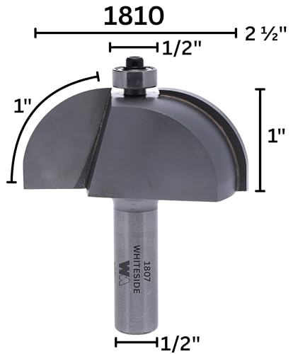 Whiteside Router Bits Whiteside 1810 Cove Router Bit 1 Inch Radius 212 Inch Large Diameter 12 Inch Shank 1 Inch Cutting Length B3 Bearing - Image 3