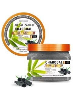 DR.MEINAIER 650G Charcoal Sugar Scrub 100% Natural Vitamin Enriched Exfoliating Bath Scrub Nourishing Hydrating Slimming Whitening Anti Wrinkle Anti Acne Moisturizing Firming Body Scrub 
