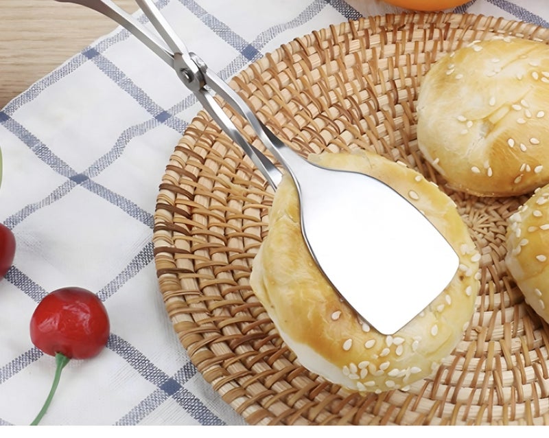 Stainless Steel Pastry Tongs For Serving Desserts And Bakery Scissors Shape Set Of 2 Pieces - Silver - Image 5