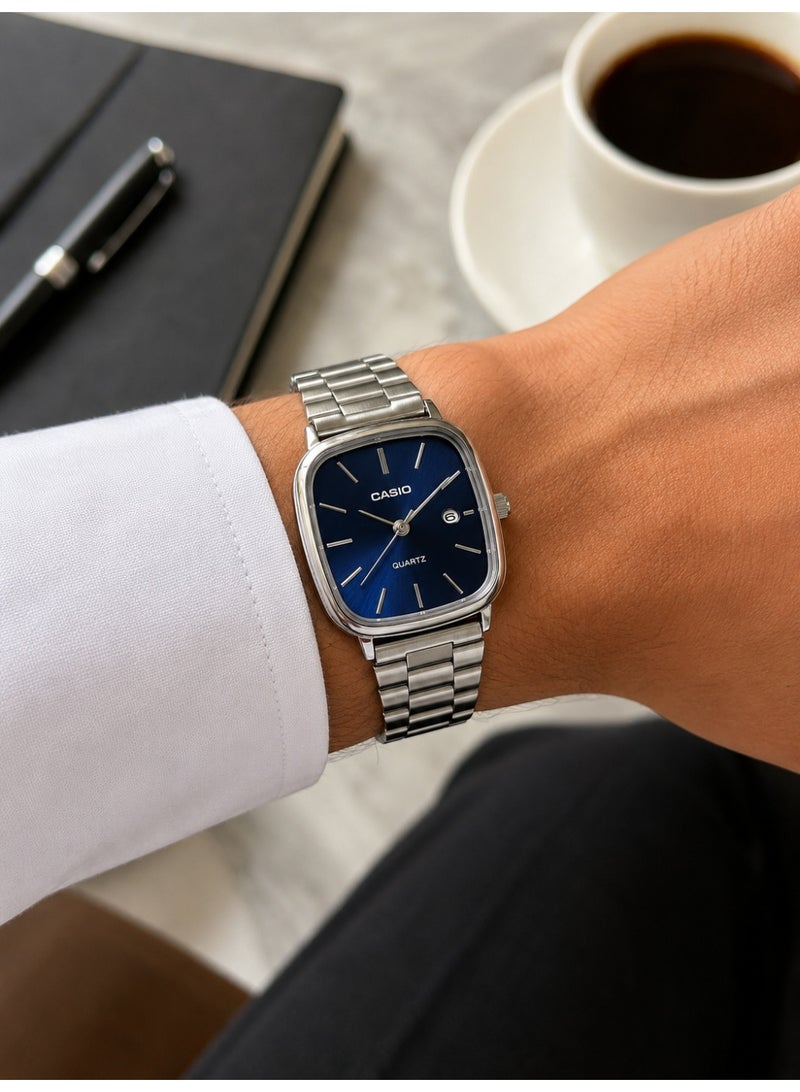 Casio Classic Blue Dial Quartz Analog Watch with Date Display – Stainless Steel Bracelet - Image 2