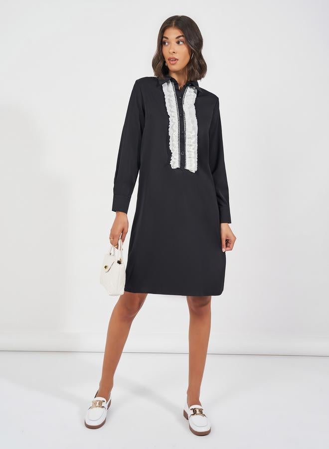 Styli Ruffle Front Mini Dress - Image 1