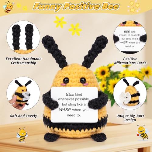 A AIFAMY Graduation Gifts, Positive Bee Funny Crochet Bee with Affirmation Cards - Inspirational Support Gift and Party Decor for Birthday Teacher Women Coworker Friends - Image 3