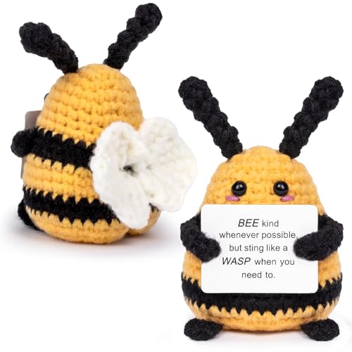 A AIFAMY Graduation Gifts, Positive Bee Funny Crochet Bee with Affirmation Cards - Inspirational Support Gift and Party Decor for Birthday Teacher Women Coworker Friends - Image 1