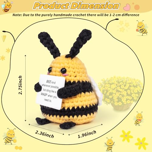 A AIFAMY Graduation Gifts, Positive Bee Funny Crochet Bee with Affirmation Cards - Inspirational Support Gift and Party Decor for Birthday Teacher Women Coworker Friends - Image 2