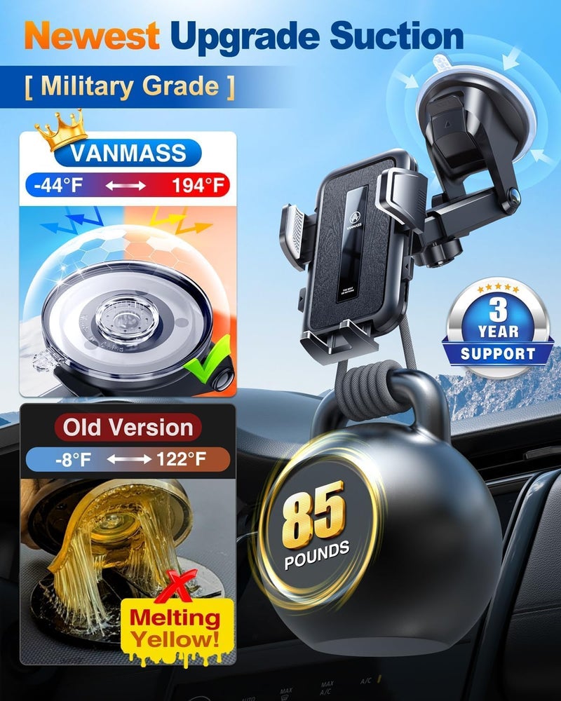 VANMASS Ultimate High-end Max Upgrade Car Phone Holder - Large Phone & Thick Case Friendly - Image 3