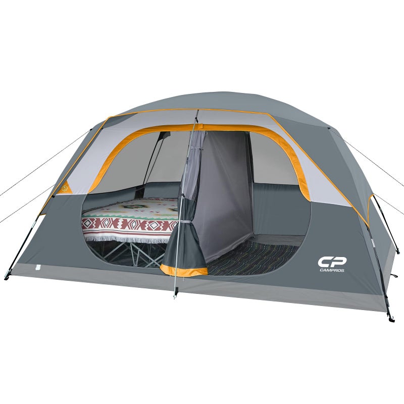 CAMPROS CP Tent 8 Person Camping Tents, Waterproof Windproof Family Dome Tent with Rainfly, Large Mesh Windows, Wider Door, Easy Setup, Portable with Carry Bag (Gray) - Image 5