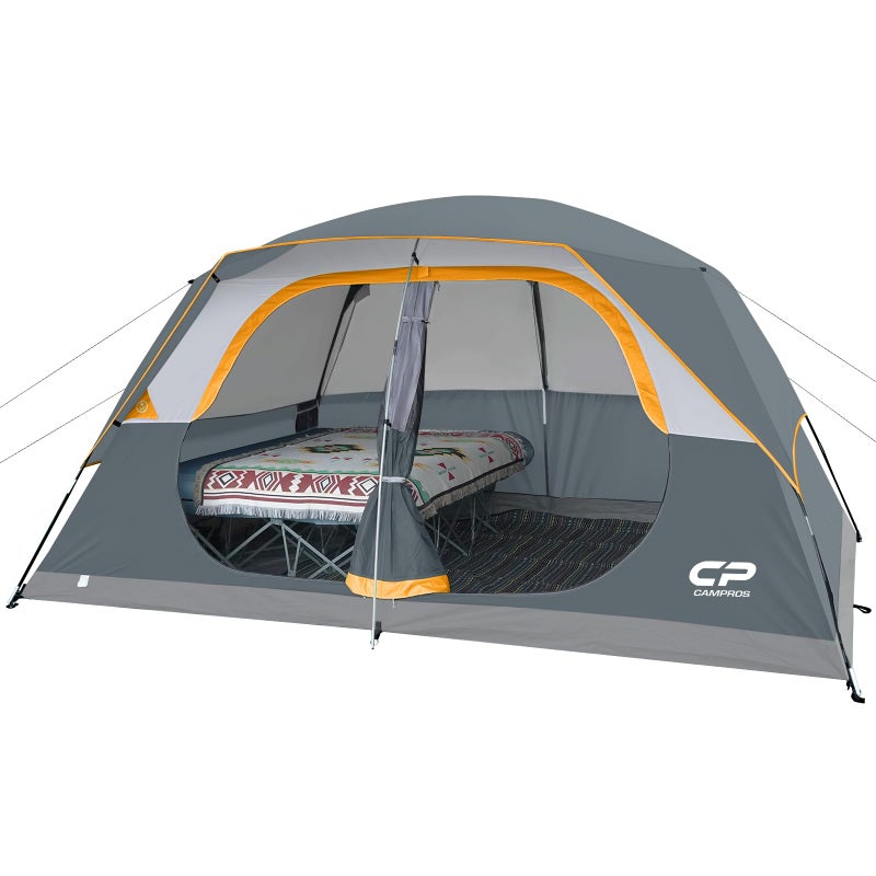 CAMPROS CP Tent 8 Person Camping Tents, Waterproof Windproof Family Dome Tent with Rainfly, Large Mesh Windows, Wider Door, Easy Setup, Portable with Carry Bag (Gray) - Image 1