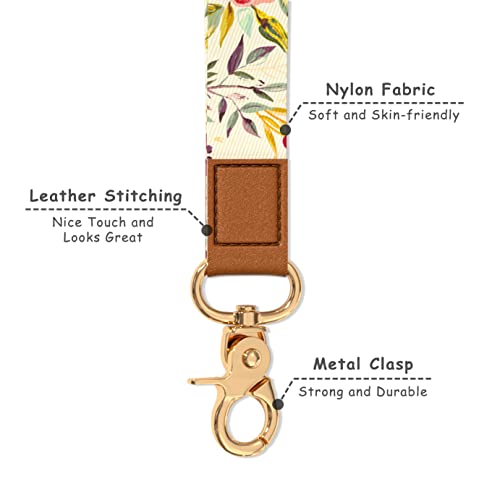 Hsxnam Wrist Lanyard Key Chain, Cute Wristlet Strap Keychain Holder for Women Men Keys ID Badges Phone Airpods, Flower Leaves - Image 3