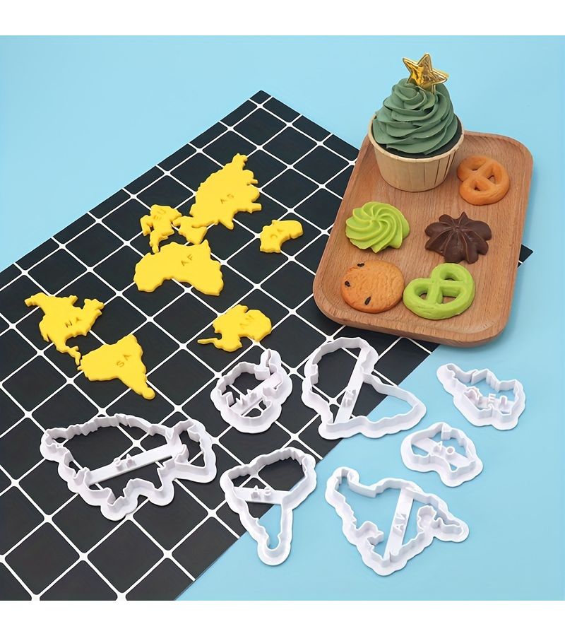 7 Pcs World Map Cookie Cutters Seven Continents Decorating Tools - Image 2