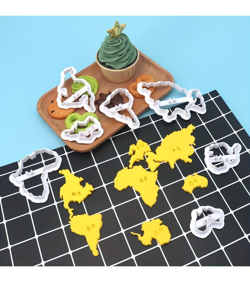 7 Pcs World Map Cookie Cutters Seven Continents Decorating Tools - Image 1