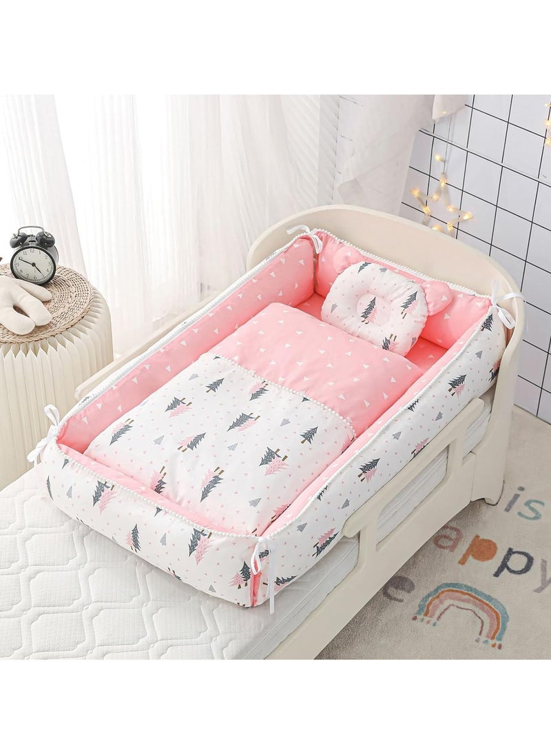 XiuWoo 4 Pack Portable Baby Nest, Adjustable Cozy Baby Lounger Nest, Reversible Baby Crib, Breathable Baby Sleeper, Sleeper in Bed with Baby Pillow, Baby Quilt - Image 1
