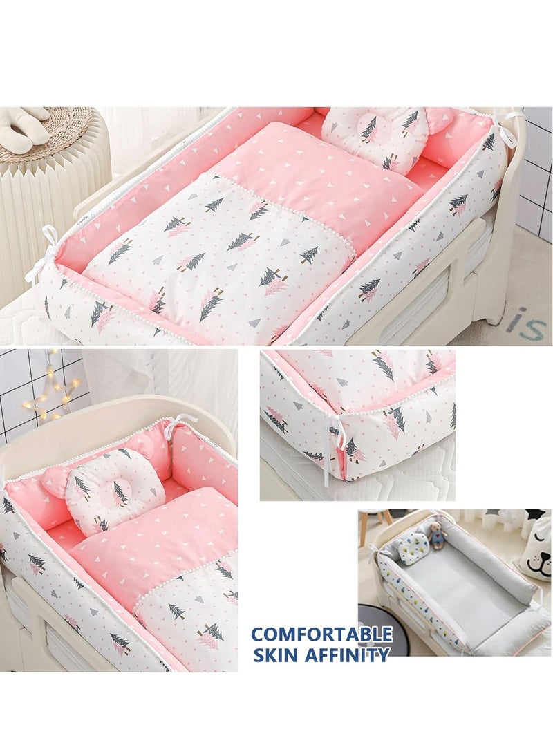 XiuWoo 4 Pack Portable Baby Nest, Adjustable Cozy Baby Lounger Nest, Reversible Baby Crib, Breathable Baby Sleeper, Sleeper in Bed with Baby Pillow, Baby Quilt - Image 3