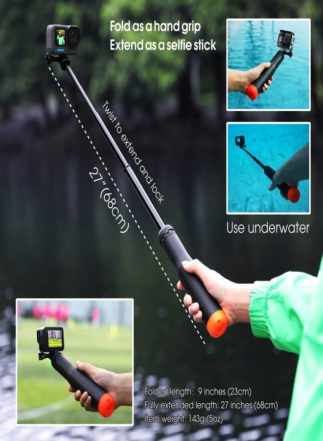 SOONSUN 4-in-1 Floating Selfie Stick for GoPro Hero 11, 10, 9, 8, 7, 6, 5, 4, 3, Max, Fusion, Session, DJI OSMO, AKASO, Insta360 - Use as Floating Handle, Extendable Monopod, Hand Grip, Tripod Stand - Image 5