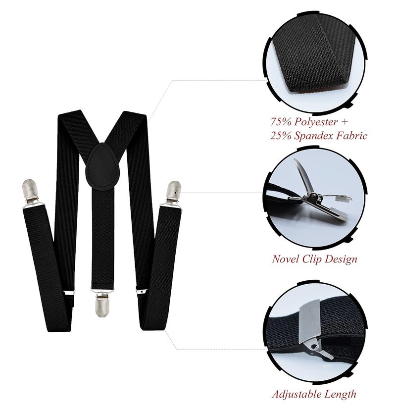 Trilece حمالات بنطلون للأطفال الأولاد - قابلة للتعديل مع ظهر Y مرن ومشابك قوية - ألوان صلبة متنوعة - Image 2