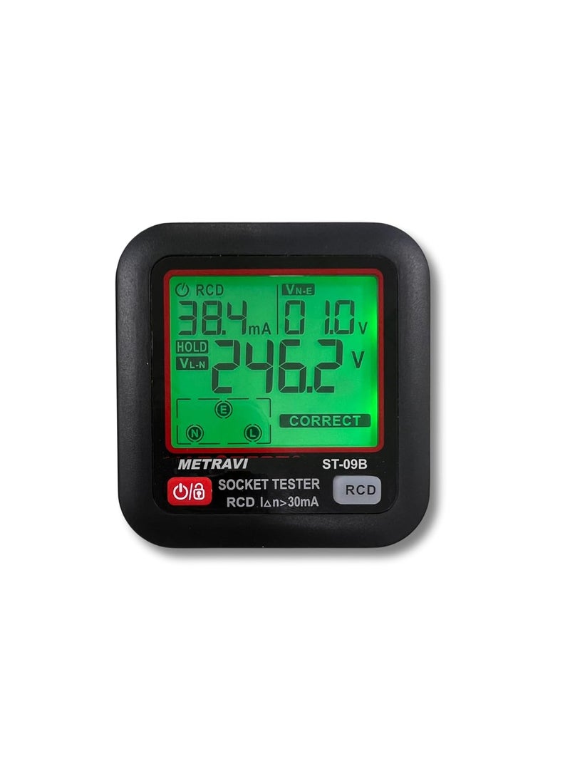 METRAVI Metravi ST09B Socket Polarity and Earth Leakage Tester with large display and colour backlit alarms  - Image 1