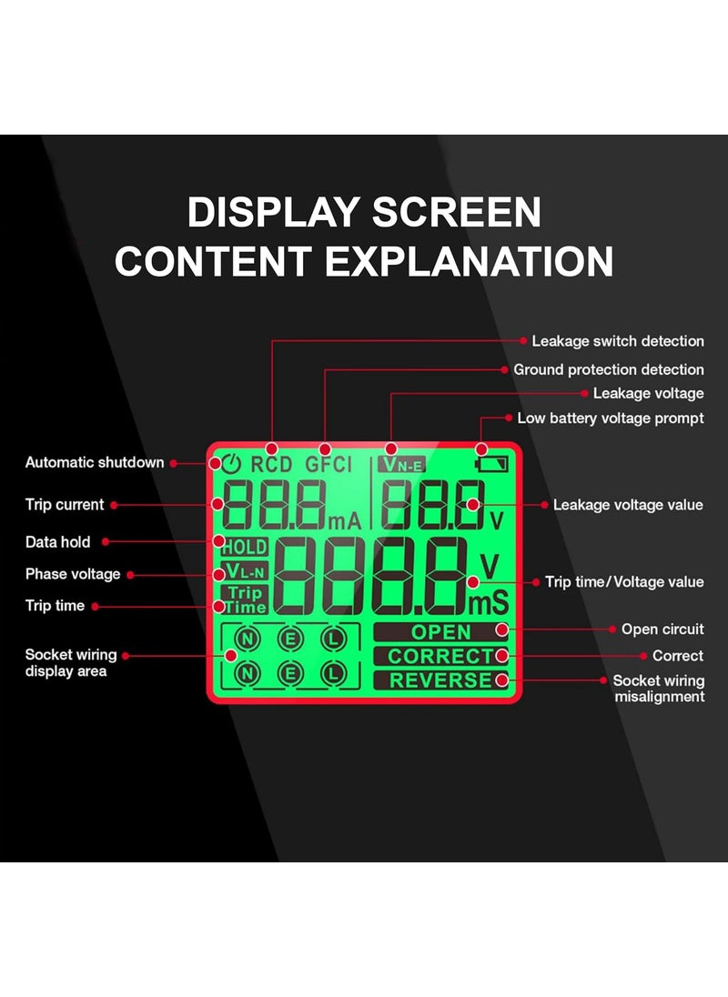 METRAVI Metravi ST09B Socket Polarity and Earth Leakage Tester with large display and colour backlit alarms  - Image 5