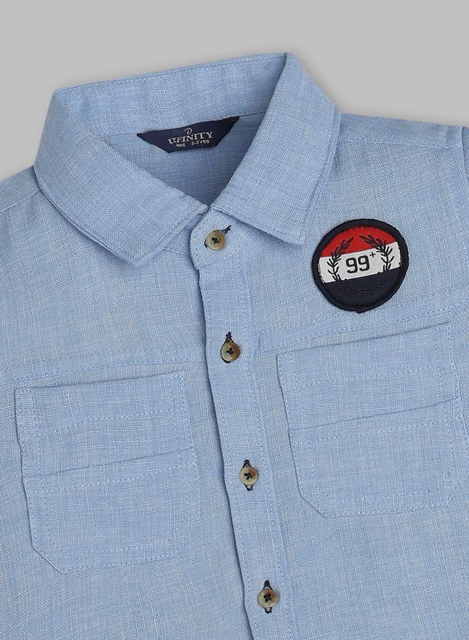 Infinity Kids Blue Cotton Short Sleeves Shirt - Image 2