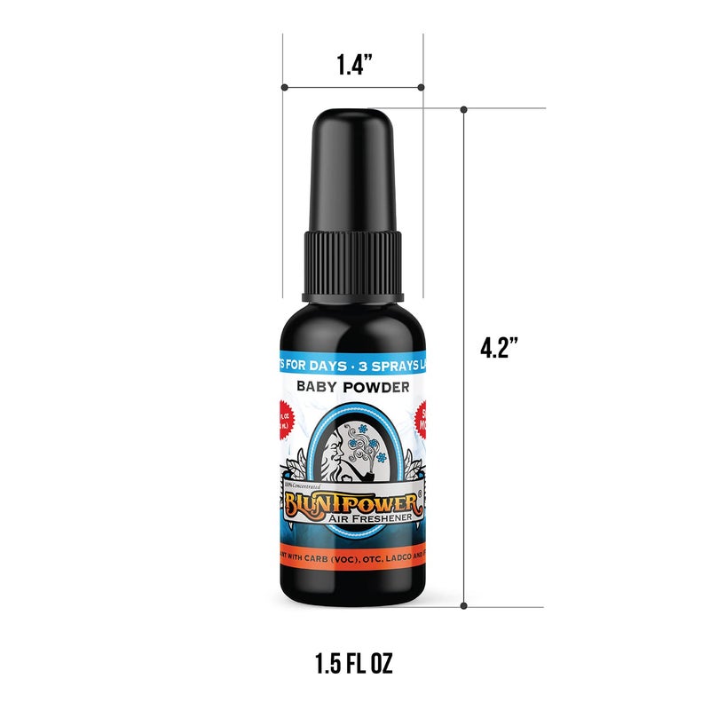 BLUNT POWER BluntPower (Baby Powder, 1 Pack) Concentrated Air Freshener Spray - Oil-Based Room Diffuser Spray - Long-Lasting Bathroom Scent, Car Freshener & Odor Eliminator - Image 2