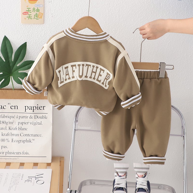 2025 Boys' New Children'S Wear Western Style Baby Baseball Three-Piece Set Suit Baby Handsome Children'S Coat - Image 4