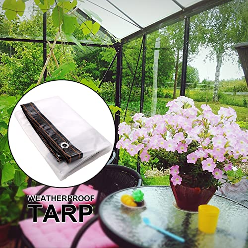 2FY2SW Lrnn Clear Waterproof Tarps Outdoor 3 x 10 Feet Transparent Tarpaulin Plastic Rainproof Tarp Cover with Grommets for Garden Furniture Cars Opening Storage - Image 3