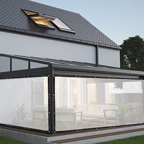 2FY2SW Lrnn Clear Waterproof Tarps Outdoor 3 x 10 Feet Transparent Tarpaulin Plastic Rainproof Tarp Cover with Grommets for Garden Furniture Cars Opening Storage - Image 2