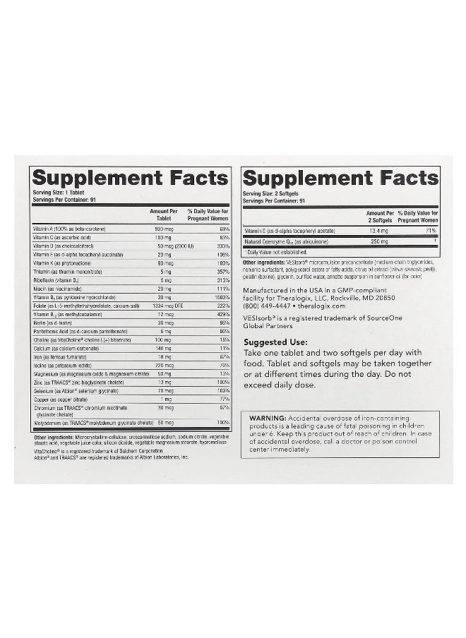 Theralogix Theralogix, TheraNatal, OvaVite, 91 Tablets + 182 Softgels  - Image 2