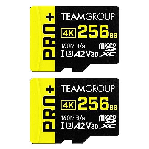 TEAMGROUP A2 Pro Plus Card 256GB x 2 Pack Micro SDXC UHS-I U3 A2 V30, R/W up to 160/110 MB/s for Nintendo-Switch, Gaming Devices, Tablets, Smartphones, 4K Shooting, with Adapter TPPMSDX256GIA2V3064 - Image 1