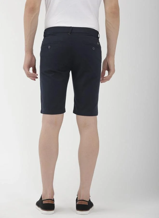 The Indian Garage Co Navy Blue Men Navy Blue Slim Fit Solid Shorts for Men | Best Price UAE