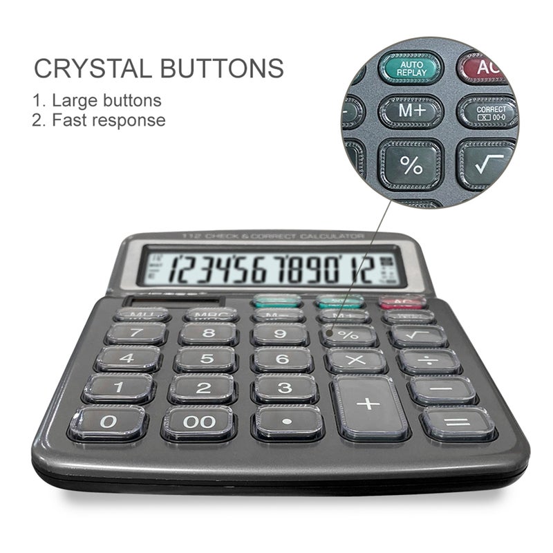 Desktop Calculator 12 Digit Large Solar Power and LCD Display Big Button Calculator Suitable for Office School Home for Kids Students Accountant - Image 2