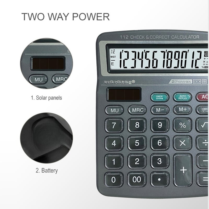 Desktop Calculator 12 Digit Large Solar Power and LCD Display Big Button Calculator Suitable for Office School Home for Kids Students Accountant - Image 5