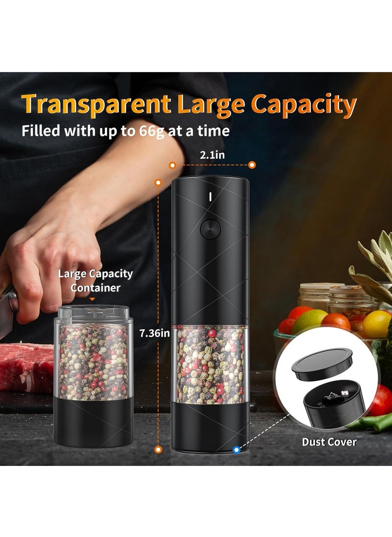 2Pack Electric Salt and Pepper Grinder Set USB Rechargeable with Warm LED Light, Adjustable Coarseness Large Capacity Automatic Salt Pepper Mill Grinder for Kitchen, Restaurant, Outdoor, Black - pzsku/ZC6C9759091336E99740CZ/45/_/1729651661/18d0708d-06f6-4d6c-9da0-723c89fef163