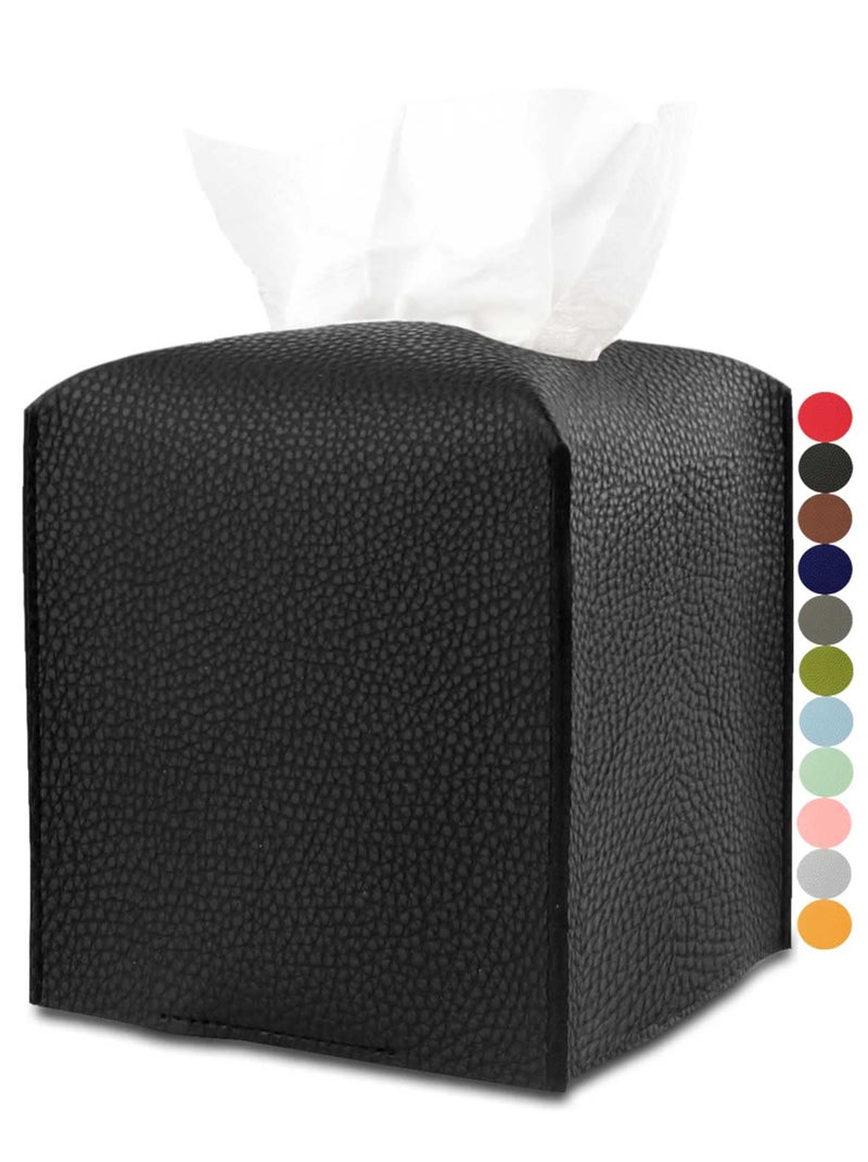 JESMINI Gold Tissue Box Cover Leather – Tissue Holder with Bottom Belt by JESMINI, Decorative Aesthetic PU Leather Tissue Box Holder for Bathroom Home Office Decor - Image 1