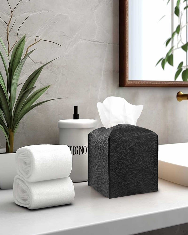 JESMINI Gold Tissue Box Cover Leather – Tissue Holder with Bottom Belt by JESMINI, Decorative Aesthetic PU Leather Tissue Box Holder for Bathroom Home Office Decor - Image 4