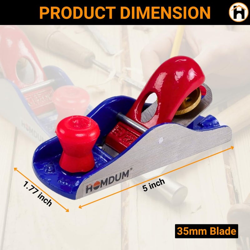 Homdum مخطط كتلة الحديد المصغر | أداة نجارة ثقيلة من إيفيرون مع ملحق شفرة مخطط حادة حمراء (5 بوصة) - Image 5