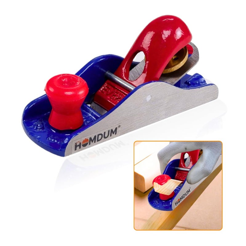 Homdum مخطط كتلة الحديد المصغر | أداة نجارة ثقيلة من إيفيرون مع ملحق شفرة مخطط حادة حمراء (5 بوصة) - Image 1