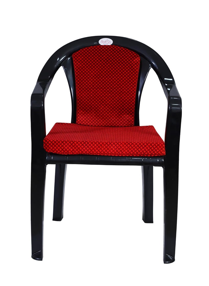 Petals PETALS Royal Plastic Cushion Chairs for Home Office Outdoor Plastic Arm Chair Patio Dining Chairs Bearing Capacity 150kgs Black Set of 2  - Image 5