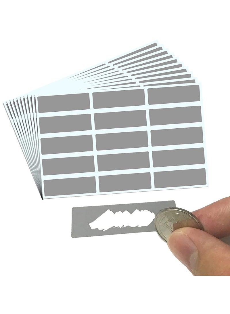 VIUAUAX 150PCS(10Sheets) Scratch Off Stickers Labels - Rectangle, Gray, 48mm x 15mm Self-Adhesive Easy to Peel and Stick for DIY Wedding Party Games Fundraisers Promotions  - Image 1