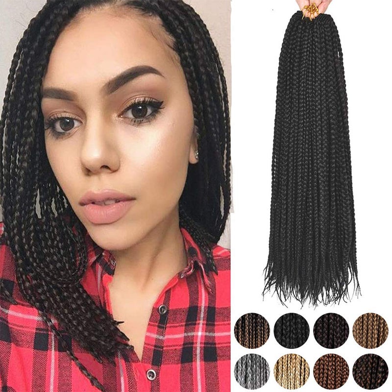 12 Inch Crochet Box Braids Hair Short PreLooped 100 Synthetic Hair 1cm Diameter 3X 6 Packs 132 Strands 1B