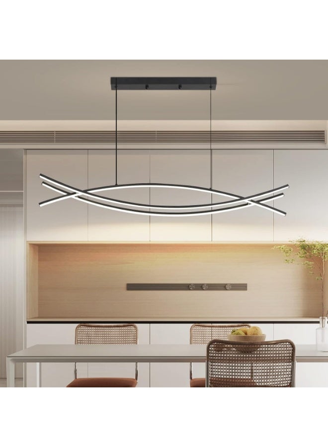 Modern LED Wave Pendant Light with Remote Control – Dimmable Linear Chandelier for Dining Room, Adjustable Color Temperature Ceiling Light Fixture for Kitchen Island & Living Room Décor - Image 4