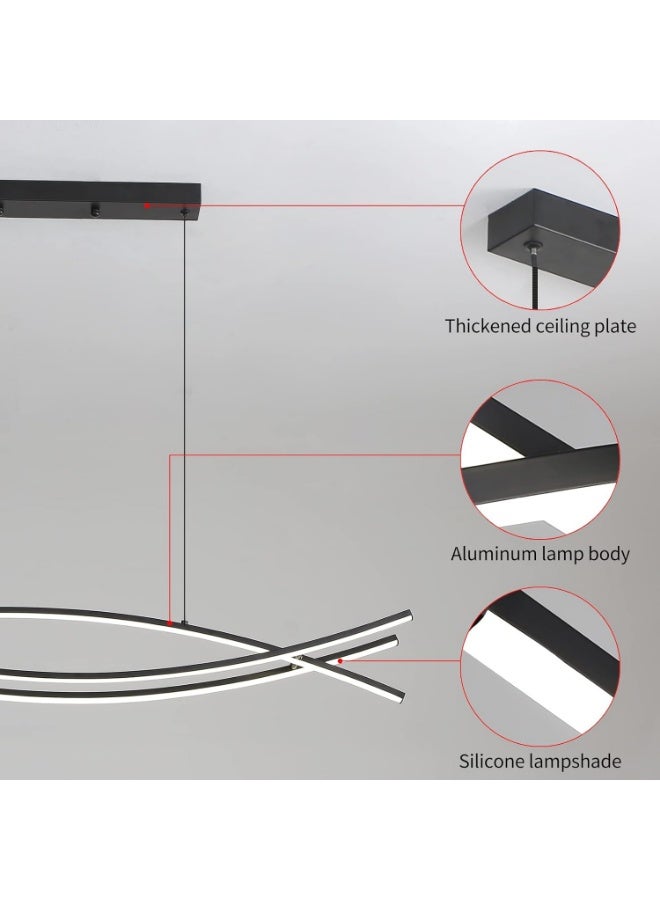 Modern LED Wave Pendant Light with Remote Control – Dimmable Linear Chandelier for Dining Room, Adjustable Color Temperature Ceiling Light Fixture for Kitchen Island & Living Room Décor - Image 5