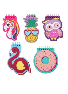 Y&D Spiral Notebook, Cute Cartoon Memo Books Pads PVC Cover Pocket Small Notepad, 3.5" x 5", 50 Sheets / Pad, 5 Pack  - Image 1