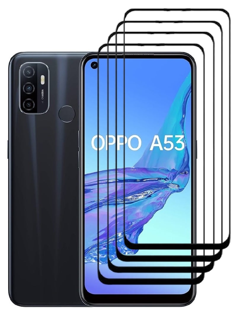 AINA 4 Pieces Tempered Glass Screen Protector 5D Designed For Oppo A53 Full Glue Edge to Edge Full Screen Coverage And Bubble Free - Image 1