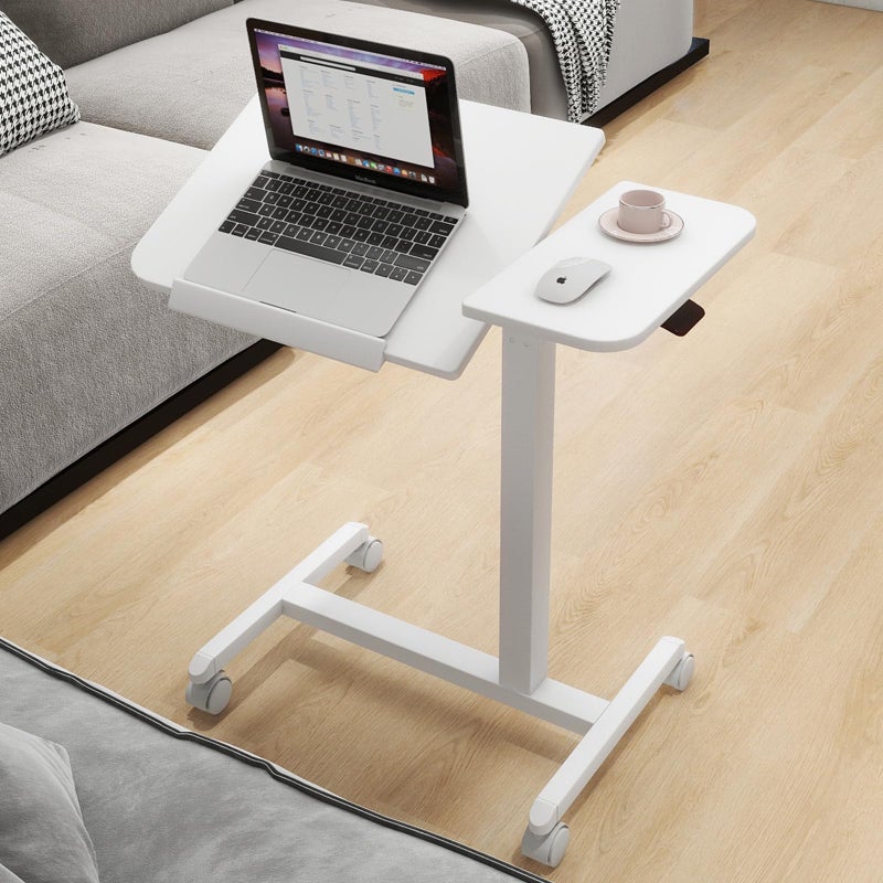 PUNCIA Adjustable Tilt Overbed Table with Wheels Mobile Laptop Desk and Rolling Computer Cart â€“ Portable Bedside and End Table for Home Hospital Sofa Bedroom Office Dorm or Living Room Use - Image 1
