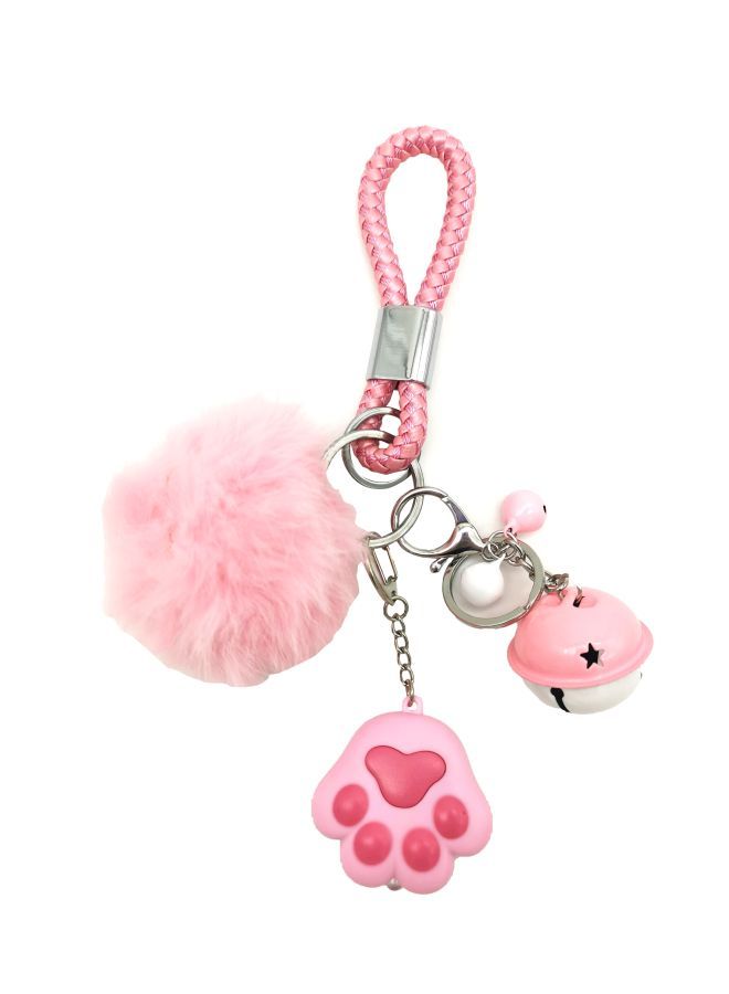 NIBEMINENT DIY Paw Cartoon Figures Keychain Pink/Silver
