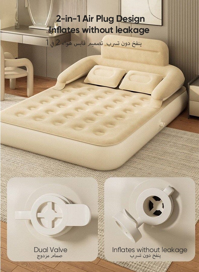 مرتبة هوائية قابلة للنفخ، مرتبة هوائية كبيرة الحجم مع مضخة كهربائية، سرير هوائي قابل للنفخ محمول مع وسائد مسند ظهر ناعمة، مرتبة سرير قابلة للنفخ، مثالية للتخييم والمنزل، 203 سم * 183 سم * 81 سم - Image 4