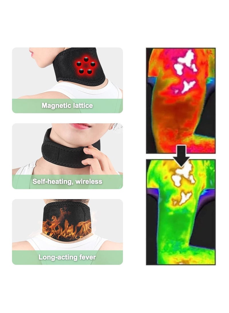 SOLARAE Neck Support Brace Neck Braces for Pain Relief and Bone Relaxer Self Heating Cervical Wrap Suffer Adjustable Warm Neck Guard Protector Acupressure Self-Heating Shaping for Flabby Arms - Image 4