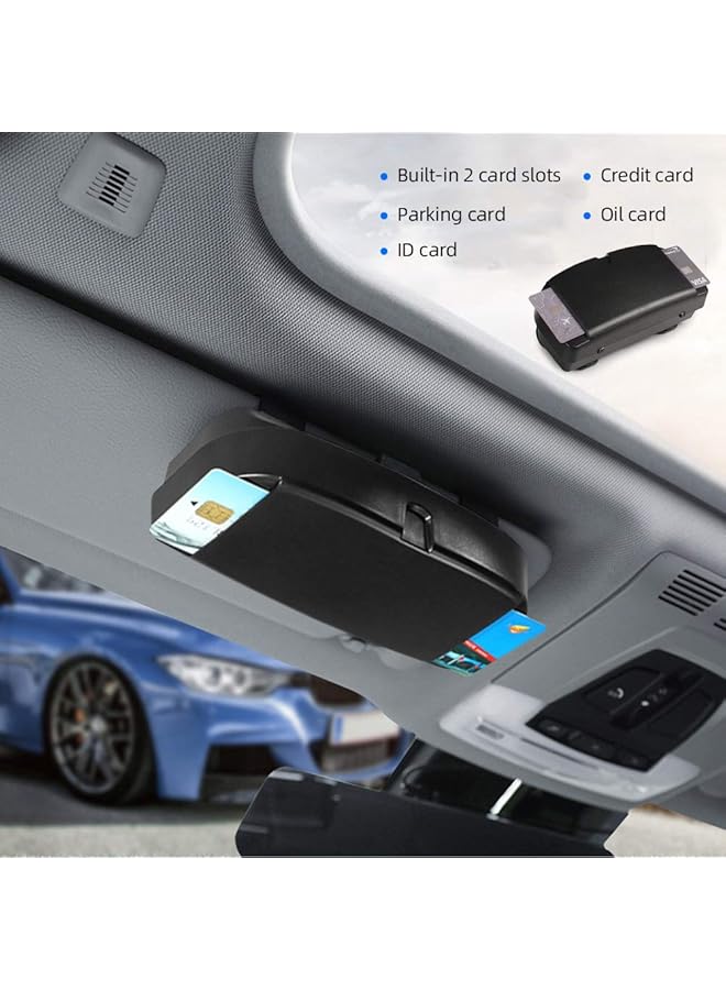 Number-One Car Visor Sunglass Case Holder Clip, Eye Glasses Storage Box With Double Card Slots Car Sunglasses Organizer Mount General For All Car Models (Black) - Image 3