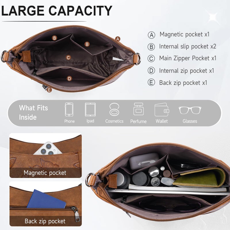 KITEVIUN Crossbody Bags for Women Trendy, Vegan Leather Medium Butterfly Hobo Purse, Women's Shoulder Handbags - Image 3