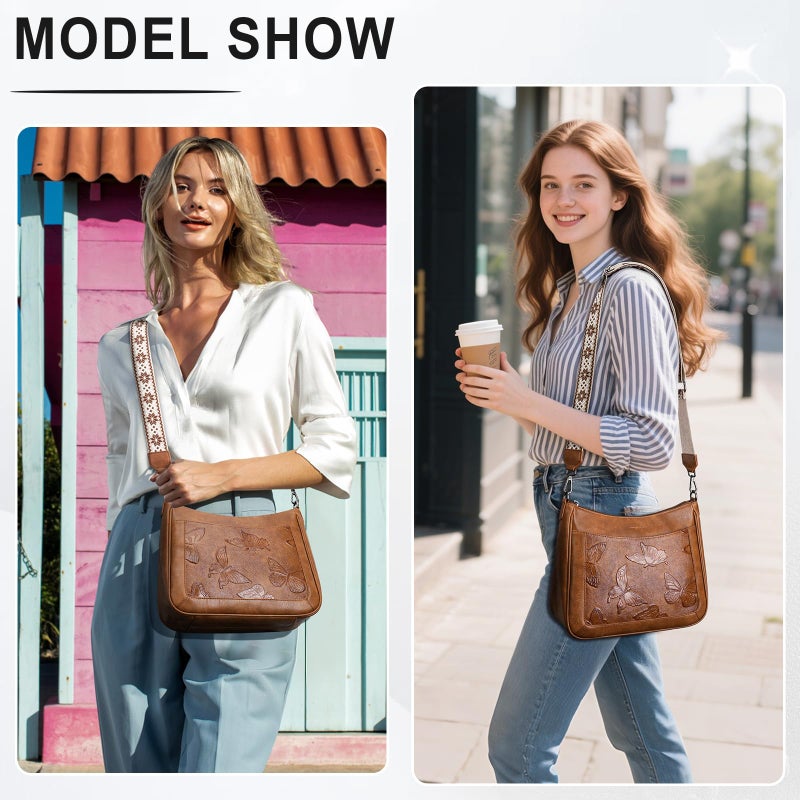 KITEVIUN Crossbody Bags for Women Trendy, Vegan Leather Medium Butterfly Hobo Purse, Women's Shoulder Handbags - Image 2